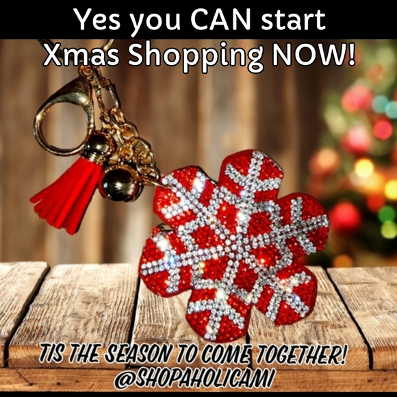 None Accessories - 🛍$28 SALE🛍 Blingin' Puff Keychain Rhinestone Festive 3D Snowflake GIFT IDEA